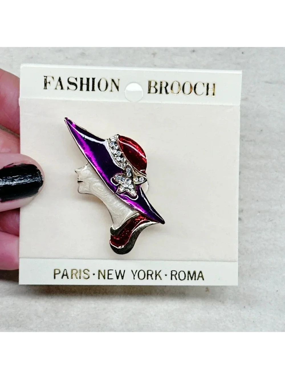 360u. Red Hat Ladyface Brooch